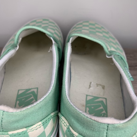 Vans Women’s Asher Green White Check Slip Ons - Picture 7 of 8